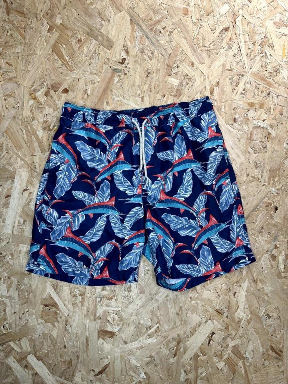 Trinity Coast Mens Swim Trunks Size S Blue Marlin Tropical Floral Board Shorts